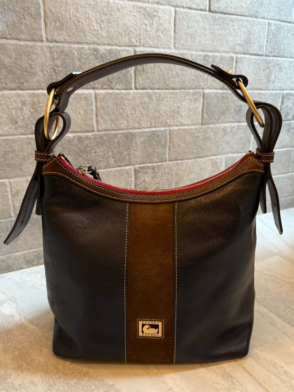 NWT Dooney & Bourke Maya Florentine & Suede Navy Hobo